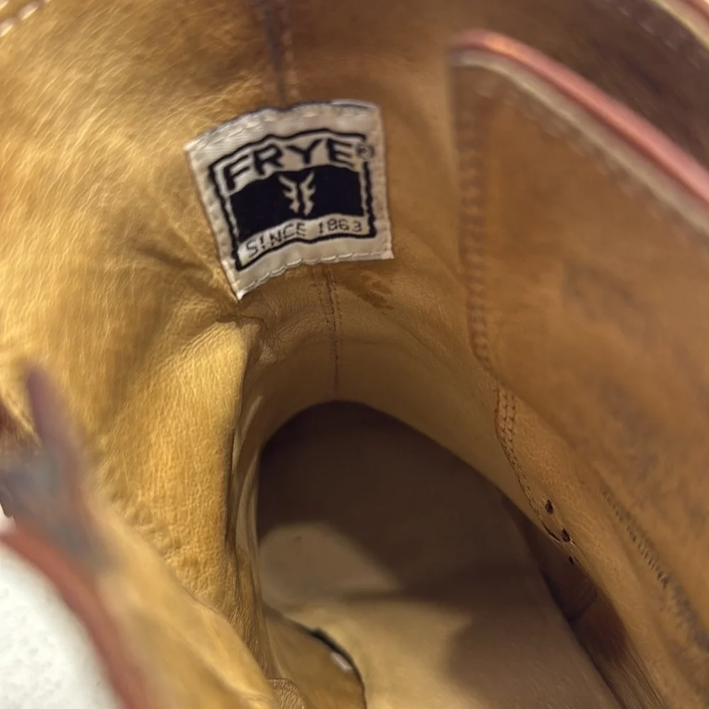 FRYE Patty Riding Bootie Redwood Leather High Heel Boots 7.5 - Picture 11 of 16
